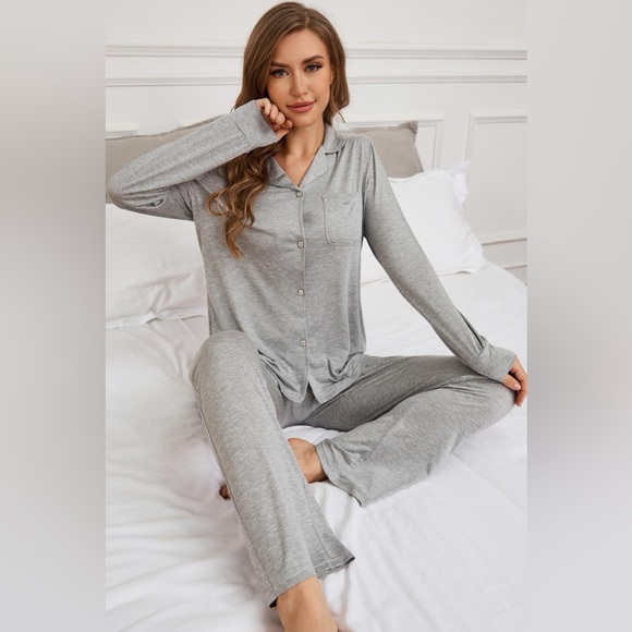 Button Up Long Sleeve Top and Pants Lounge Set - Picture 5 of 14